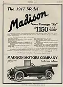 1916 advertisement for the 1917 Madison in Motor Age Magazine