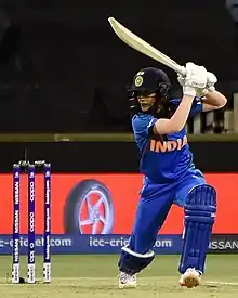 Rodrigues batting for India during the 2020 ICC Women's T20 World Cup