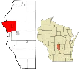 Location in Adams County and the state of Wisconsin.