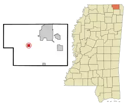Location of Kossuth, Mississippi