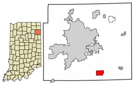 Location of Hoagland in Allen County, Indiana.