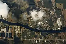 An aerial view of the town.