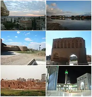 Raqqa skyline • The EuphratesRaqqa city walls
• Baghdad gateQasr al-Banat Castle • Uwais al-Qarni Mosque