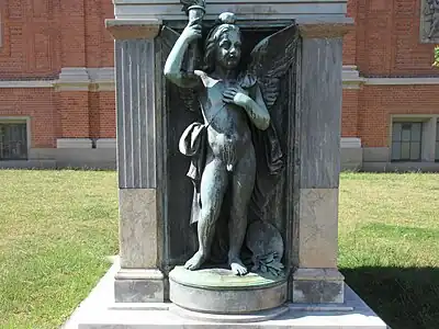 Relief on the front side of the plinth.