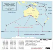 Image 98A map of Australia's official interpretation of the names and limits of oceans and seas around Australia (from Southern Ocean)