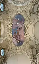 Astonishing highly decorated ceiling in a salon