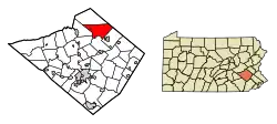Location of Greenwich Township in Berks County, Pennsylvania (left) and of Berks County in Pennsylvania (right)