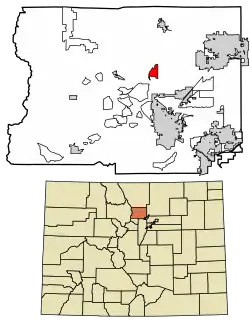 Location of the Altona CDP in Boulder County, Colorado