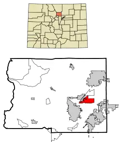 Location of the Gunbarrel CDP in Boulder County, Colorado.