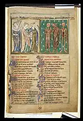 Les trois mors et les trois vis from the De Lisle Psalter.