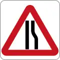 Road narrow on right sides ahead