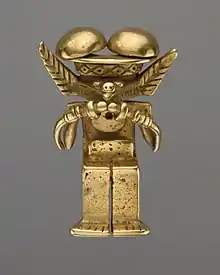 Animal-headed figure pendant (Yotoco); 1st–7th century; gold; height: 6.35 cm; Metropolitan Museum of Art (New York City)