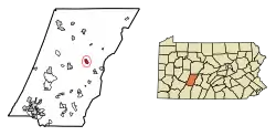 Location of Loretto in Cambria County, Pennsylvania.