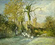 Camille Pissarro, The Goose Girl at Montfoucault (1876), 57.8 × 73&nbsp;cm.