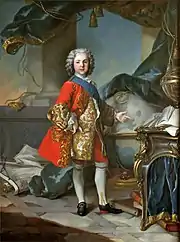 Louis Tocqué, c. 1738, Portrait de Louis de France, Dauphin fils de Louis XV, oil on canvas, 195 x 144&nbsp;cm (76.8 c 56.7 in), Palace of Versailles