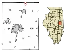 Location of Ludlow in Champaign County, Illinois.