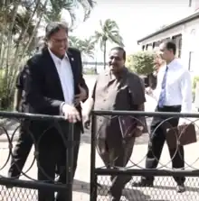 Mahinder Rathipal in the middle of Chan Santokhi and Riad Nurmohamed, 2015