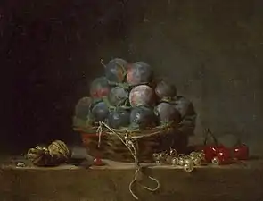 Basket of Plums (1765), oil on canvas, 32.4 x 41.9&nbsp;cm., Chrysler Museum of Art
