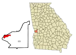Location in Chattahoochee County and the state of Georgia