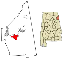 Location of Centre in Cherokee County, Alabama.