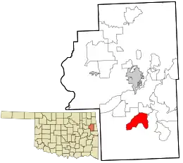 Location within Cherokee County and the state of Oklahoma