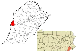 Location in Chester County and the state of Pennsylvania.