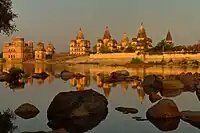 Chhatris (Cenotaphs) on the bank of Betwa River, Orcha, Madhya Pradesh.