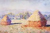 Grainstacks in the Sunlight, Morning Effect, 1890. Oil on canvas. Private collection. W1268.