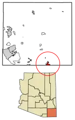 Location of Douglas in Cochise County, Arizona