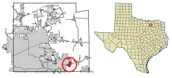 Location of Lavon in Collin County, Texas