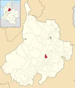 Location of the municipality and town of Cabrera in the Santander Department of Colombia.