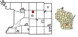 Location of Pardeeville in Columbia County, Wisconsin.
