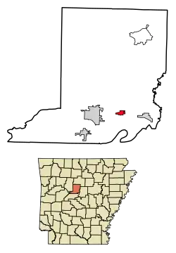 Location of Plumerville in Conway County, Arkansas.
