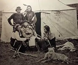 George Armstrong Custer with Indian Scouts during Black Hills expedition of 1874; Colt pistols are visible
