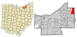 Location in Cuyahoga County and the state of Ohio.