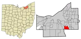 Location in Cuyahoga County and the state of Ohio