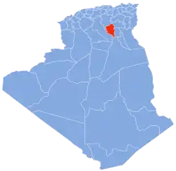 Map of Algeria highlighting Ouled Djellal