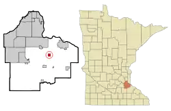 Location of the city of Vermillionwithin Dakota County, Minnesota