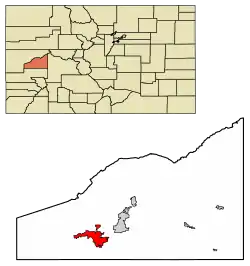 Location of the City of Delta in Delta County, Colorado.