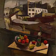 Knife and Fruit in Front of the Window, 1917, 91.8 × 92.4&nbsp;cm. Museo Dolores Olmedo