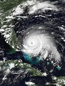 Satellite image of Dorian at peak intensity over the Abacos on September&nbsp;1