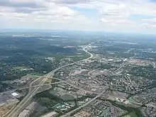 The I-675 double interchange southeast of Dayton