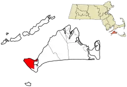 Location in Dukes County in Massachusetts