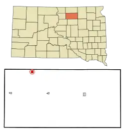 Location in Edmunds County and the state of South Dakota