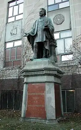 Egerton Ryerson, Ryerson University, Toronto (1889-2021) removed by protesters demonstrating against Ryerson's role in the Canadian Indian residential school system.