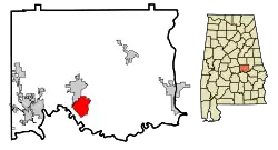 Location in Elmore County and the state of Alabama