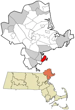 Location in Essex County and Massachusetts