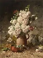 Floral Still Life with Copper Saucepan
