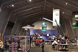 An exhibit hall and the planetarium