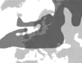 Depiction of the estimated ash cloud at 18:00 UTC on 17 April 2010.